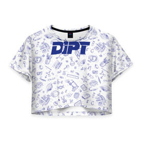 Женская футболка 3D укороченная с принтом DIPT в Петрозаводске, 100% полиэстер | круглая горловина, длина футболки до линии талии, рукава с отворотами | 