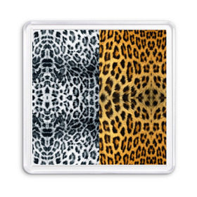 Магнит 55*55 с принтом Леопард/Снежный Барс в Петрозаводске, Пластик | Размер: 65*65 мм; Размер печати: 55*55 мм | textures | барс | животное | леопард | пятна | снежный | текстура | чёрное с белым