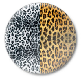 Значок с принтом Леопард/Снежный Барс в Петрозаводске,  металл | круглая форма, металлическая застежка в виде булавки | Тематика изображения на принте: textures | барс | животное | леопард | пятна | снежный | текстура | чёрное с белым