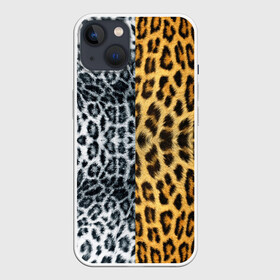 Чехол для iPhone 13 с принтом Леопард Снежный Барс в Петрозаводске,  |  | textures | барс | животное | леопард | пятна | снежный | текстура | чёрное с белым