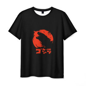Мужская футболка 3D с принтом Godzilla в Петрозаводске, 100% полиэфир | прямой крой, круглый вырез горловины, длина до линии бедер | cinema | film | godzilla | monster | годзила | годзилла | кино | монстр | фильм