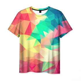 Мужская футболка 3D с принтом Frenza в Петрозаводске, 100% полиэфир | прямой крой, круглый вырез горловины, длина до линии бедер | геометрия | полигоны | разноцветный яркий