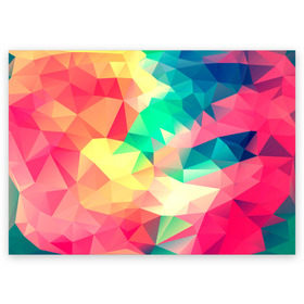 Поздравительная открытка с принтом Frenza в Петрозаводске, 100% бумага | плотность бумаги 280 г/м2, матовая, на обратной стороне линовка и место для марки
 | геометрия | полигоны | разноцветный яркий