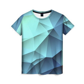 Женская футболка 3D с принтом Polygon blue в Петрозаводске, 100% полиэфир ( синтетическое хлопкоподобное полотно) | прямой крой, круглый вырез горловины, длина до линии бедер | полигон | текстура