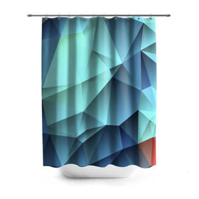 Штора 3D для ванной с принтом Polygon blue в Петрозаводске, 100% полиэстер | плотность материала — 100 г/м2. Стандартный размер — 146 см х 180 см. По верхнему краю — пластиковые люверсы для креплений. В комплекте 10 пластиковых колец | полигон | текстура