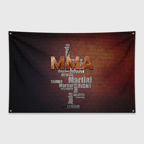 Флаг-баннер с принтом MMA в Петрозаводске, 100% полиэстер | размер 67 х 109 см, плотность ткани — 95 г/м2; по краям флага есть четыре люверса для крепления | judo | mixed | mma | sambo | wrestling