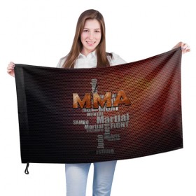 Флаг 3D с принтом MMA в Петрозаводске, 100% полиэстер | плотность ткани — 95 г/м2, размер — 67 х 109 см. Принт наносится с одной стороны | Тематика изображения на принте: judo | mixed | mma | sambo | wrestling