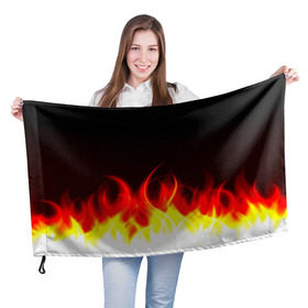 Флаг 3D с принтом Flame в Петрозаводске, 100% полиэстер | плотность ткани — 95 г/м2, размер — 67 х 109 см. Принт наносится с одной стороны | пламя | черный | яркий