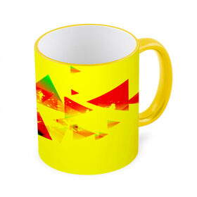 Кружка 3D с принтом Тrible в Петрозаводске, керамика | ёмкость 330 мл | Тематика изображения на принте: геометрия | желтый | треугольник | яркий