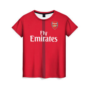 Женская футболка 3D с принтом Арсенал (форма) в Петрозаводске, 100% полиэфир ( синтетическое хлопкоподобное полотно) | прямой крой, круглый вырез горловины, длина до линии бедер | arsenal | арсенал | футбол