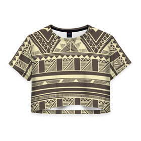 Женская футболка 3D укороченная с принтом Камерун в Петрозаводске, 100% полиэстер | круглая горловина, длина футболки до линии талии, рукава с отворотами | орнамент | этнический | этно