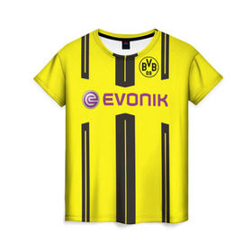 Женская футболка 3D с принтом Borussia Dortmund в Петрозаводске, 100% полиэфир ( синтетическое хлопкоподобное полотно) | прямой крой, круглый вырез горловины, длина до линии бедер | Тематика изображения на принте: боруссия | дортмунд