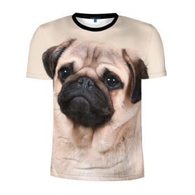Мужская футболка 3D спортивная с принтом Мопс в Петрозаводске, 100% полиэстер с улучшенными характеристиками | приталенный силуэт, круглая горловина, широкие плечи, сужается к линии бедра | мопс | мопсы | песик | песики | собака | собаки