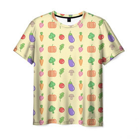 Мужская футболка 3D с принтом Рай вегетарианца в Петрозаводске, 100% полиэфир | прямой крой, круглый вырез горловины, длина до линии бедер | вегетарианцы | забавные | необычные | овощи | приколы