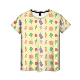 Женская футболка 3D с принтом Рай вегетарианца в Петрозаводске, 100% полиэфир ( синтетическое хлопкоподобное полотно) | прямой крой, круглый вырез горловины, длина до линии бедер | вегетарианцы | забавные | необычные | овощи | приколы