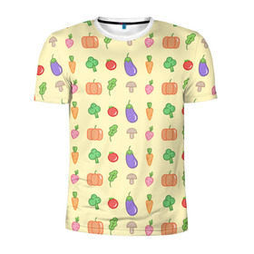 Мужская футболка 3D спортивная с принтом Рай вегетарианца в Петрозаводске, 100% полиэстер с улучшенными характеристиками | приталенный силуэт, круглая горловина, широкие плечи, сужается к линии бедра | вегетарианцы | забавные | необычные | овощи | приколы