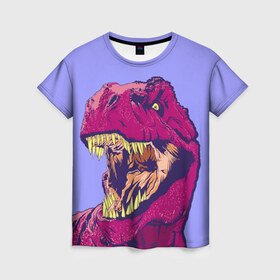 Женская футболка 3D с принтом rex в Петрозаводске, 100% полиэфир ( синтетическое хлопкоподобное полотно) | прямой крой, круглый вырез горловины, длина до линии бедер | dinosaur | t rex | динозавр | рекс | тирекс