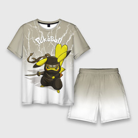 Мужской костюм с шортами 3D с принтом Pikachu в Петрозаводске,  |  | pikachu | pokeball | pokemon | пикачу | покеболл | покемон