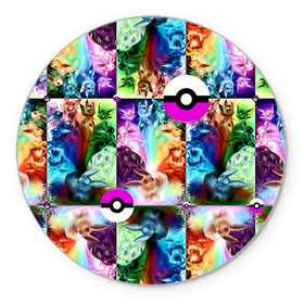 Коврик круглый с принтом Pokeball в Петрозаводске, резина и полиэстер | круглая форма, изображение наносится на всю лицевую часть | pokeball | pokemon | покебол | покемон
