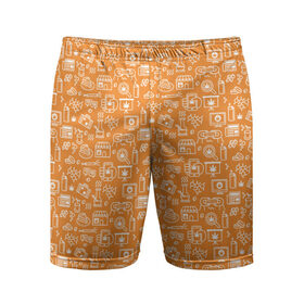 Мужские шорты 3D спортивные с принтом Жизнь на Ямайке в Петрозаводске,  |  | оранжевый | паттерн