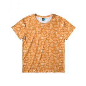 Детская футболка 3D с принтом Жизнь на Ямайке в Петрозаводске, 100% гипоаллергенный полиэфир | прямой крой, круглый вырез горловины, длина до линии бедер, чуть спущенное плечо, ткань немного тянется | оранжевый | паттерн