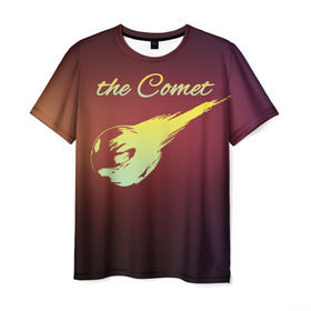 Мужская футболка 3D с принтом Летящая комета в Петрозаводске, 100% полиэфир | прямой крой, круглый вырез горловины, длина до линии бедер | Тематика изображения на принте: комета | космос | красиво | надписи | планета