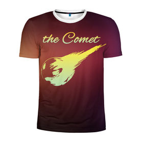 Мужская футболка 3D спортивная с принтом Летящая комета в Петрозаводске, 100% полиэстер с улучшенными характеристиками | приталенный силуэт, круглая горловина, широкие плечи, сужается к линии бедра | комета | космос | красиво | надписи | планета