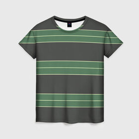 Женская футболка 3D с принтом Одежда Курта Кобейна в Петрозаводске, 100% полиэфир ( синтетическое хлопкоподобное полотно) | прямой крой, круглый вырез горловины, длина до линии бедер | в полоску | зеленая | курт кобейн | полосатая | полоски