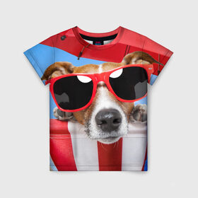Детская футболка 3D с принтом Джек Рассел в Петрозаводске, 100% гипоаллергенный полиэфир | прямой крой, круглый вырез горловины, длина до линии бедер, чуть спущенное плечо, ткань немного тянется | джек рассел | песик | песики | собака | собаки | терьер