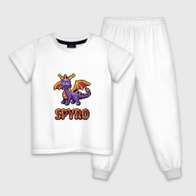 Детская пижама хлопок с принтом Дракон Спайро. 8 bit. в Петрозаводске, 100% хлопок |  брюки и футболка прямого кроя, без карманов, на брюках мягкая резинка на поясе и по низу штанин
 | dragon | pixel art | spyro | дракон | пиксель арт | спайро