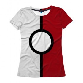 Женская футболка 3D с принтом Pokeball в Петрозаводске, 100% полиэфир ( синтетическое хлопкоподобное полотно) | прямой крой, круглый вырез горловины, длина до линии бедер | 