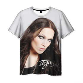Мужская футболка 3D с принтом Tarja Turunen Nightwish в Петрозаводске, 100% полиэфир | прямой крой, круглый вырез горловины, длина до линии бедер | nightwish | металл | музыка | рок | тарья турунен