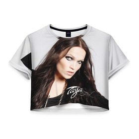 Женская футболка 3D укороченная с принтом Tarja Turunen Nightwish в Петрозаводске, 100% полиэстер | круглая горловина, длина футболки до линии талии, рукава с отворотами | nightwish | металл | музыка | рок | тарья турунен