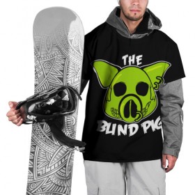 Накидка на куртку 3D с принтом Blind Pig в Петрозаводске, 100% полиэстер |  | ад | зеленый | свинья | череп