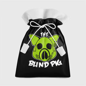 Подарочный 3D мешок с принтом Blind Pig в Петрозаводске, 100% полиэстер | Размер: 29*39 см | ад | зеленый | свинья | череп