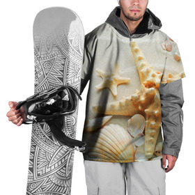 Накидка на куртку 3D с принтом Морской пляж 5 в Петрозаводске, 100% полиэстер |  | Тематика изображения на принте: море | морская звезда | песок | пляж | ракушки | туризм | турист