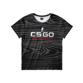 Детская футболка 3D с принтом cs:go - Black Laminate (Чёрный глянец) в Петрозаводске, 100% гипоаллергенный полиэфир | прямой крой, круглый вырез горловины, длина до линии бедер, чуть спущенное плечо, ткань немного тянется | 