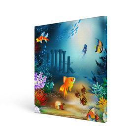 Холст квадратный с принтом Золотая рыбка в Петрозаводске, 100% ПВХ |  | Тематика изображения на принте: вода | водоросли | море | подводный мир | природа | рыба | рыбка | туризм