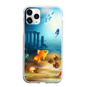 Чехол для iPhone 11 Pro матовый с принтом Золотая рыбка в Петрозаводске, Силикон |  | Тематика изображения на принте: вода | водоросли | море | подводный мир | природа | рыба | рыбка | туризм