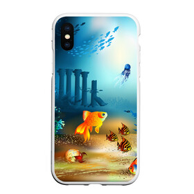 Чехол для iPhone XS Max матовый с принтом Золотая рыбка в Петрозаводске, Силикон | Область печати: задняя сторона чехла, без боковых панелей | вода | водоросли | море | подводный мир | природа | рыба | рыбка | туризм