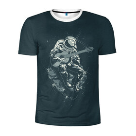 Мужская футболка 3D спортивная с принтом Астронавт в Петрозаводске, 100% полиэстер с улучшенными характеристиками | приталенный силуэт, круглая горловина, широкие плечи, сужается к линии бедра | music | гитара | звезды | космонавт | космос | музыка