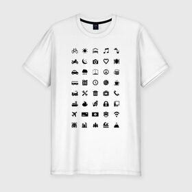 Мужская футболка премиум с принтом Iconspeak в Петрозаводске, 92% хлопок, 8% лайкра | приталенный силуэт, круглый вырез ворота, длина до линии бедра, короткий рукав | знаки | символы | турист