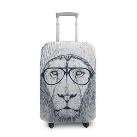 Чехол для чемодана 3D с принтом Cool Lion в Петрозаводске, 86% полиэфир, 14% спандекс | двустороннее нанесение принта, прорези для ручек и колес | красивый | крутой | лев | львица | очки | рисунок | узор