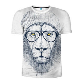 Мужская футболка 3D спортивная с принтом Cool Lion в Петрозаводске, 100% полиэстер с улучшенными характеристиками | приталенный силуэт, круглая горловина, широкие плечи, сужается к линии бедра | красивый | крутой | лев | львица | очки | рисунок | узор