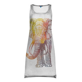 Платье-майка 3D с принтом Solar Elephant в Петрозаводске, 100% полиэстер | полуприлегающий силуэт, широкие бретели, круглый вырез горловины, удлиненный подол сзади. | красивый | крутой | рисунок | слон | узор
