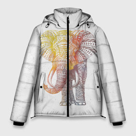 Мужская зимняя куртка 3D с принтом Solar Elephant в Петрозаводске, верх — 100% полиэстер; подкладка — 100% полиэстер; утеплитель — 100% полиэстер | длина ниже бедра, свободный силуэт Оверсайз. Есть воротник-стойка, отстегивающийся капюшон и ветрозащитная планка. 

Боковые карманы с листочкой на кнопках и внутренний карман на молнии. | красивый | крутой | рисунок | слон | узор