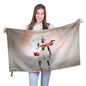 Флаг 3D с принтом LeBron James в Петрозаводске, 100% полиэстер | плотность ткани — 95 г/м2, размер — 67 х 109 см. Принт наносится с одной стороны | cleveland cavaliers | lebron james | nba. | баскетбол | баскетболист | джеймс леброн | кливленд кавальерс | нба