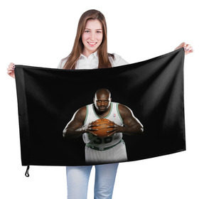 Флаг 3D с принтом Shaquille O`Neal в Петрозаводске, 100% полиэстер | плотность ткани — 95 г/м2, размер — 67 х 109 см. Принт наносится с одной стороны | shaquille oneal | баскетболист | нба | шакил онил