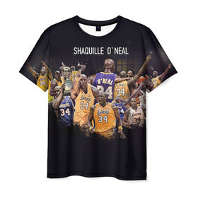 Мужская футболка 3D с принтом Shaquille O`Neal в Петрозаводске, 100% полиэфир | прямой крой, круглый вырез горловины, длина до линии бедер | shaquille oneal | баскетболист | нба | шакил онил