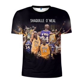Мужская футболка 3D спортивная с принтом Shaquille O`Neal в Петрозаводске, 100% полиэстер с улучшенными характеристиками | приталенный силуэт, круглая горловина, широкие плечи, сужается к линии бедра | shaquille oneal | баскетболист | нба | шакил онил